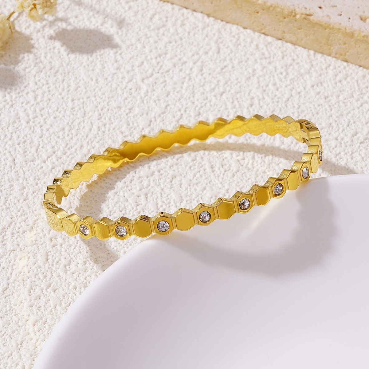 Stainless Steel 18K Gold Plated Zircon Bracelet