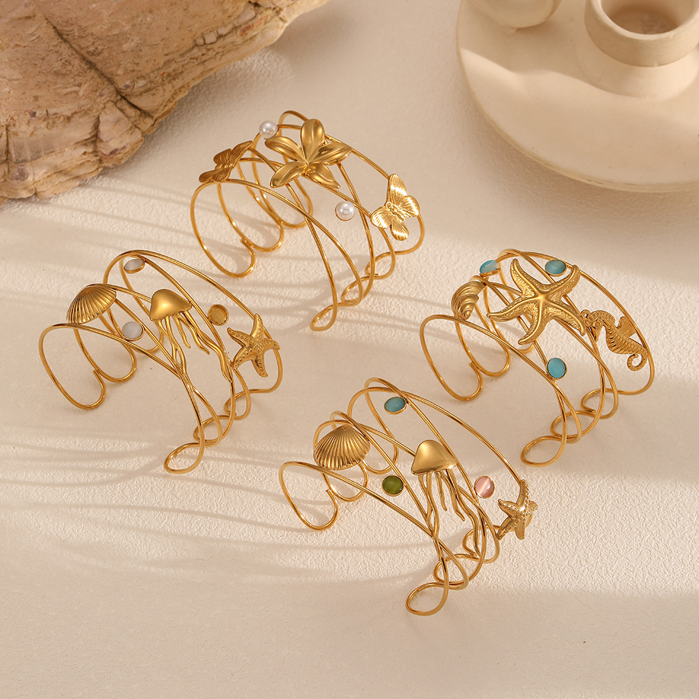 Stainless Steel Titanium Open Bracelet - view 2