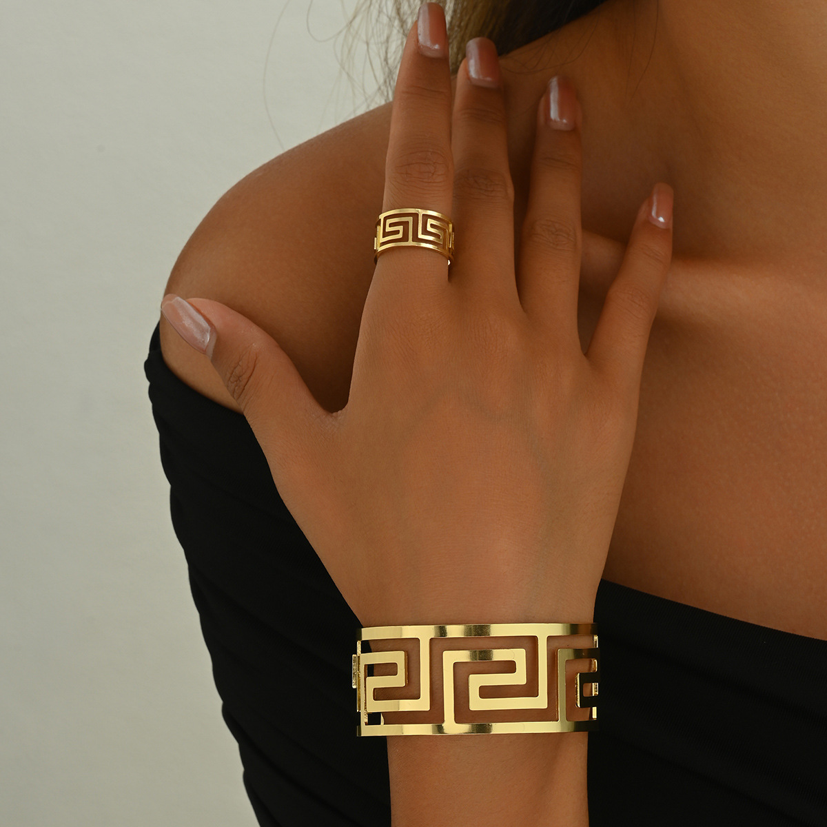 Ring Jewelry Set Open Geometric Unique European & American Style Bracelet