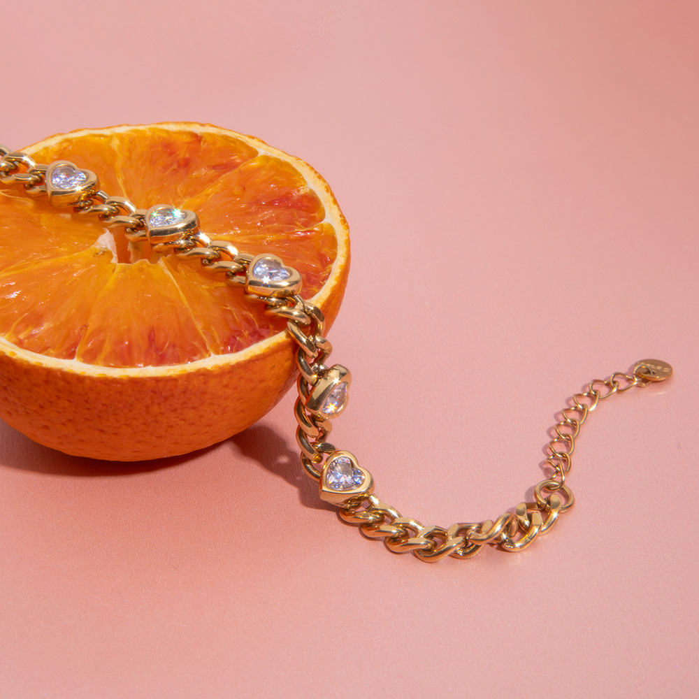 Premium Titanium Steel Luxury Unique European & American Style Zircon Bracelet thumbnail 3