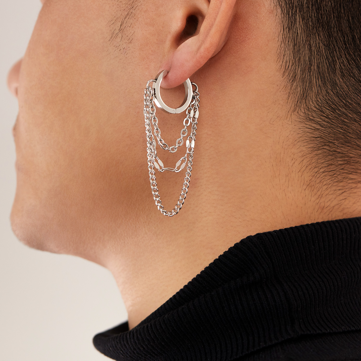 Stainless Steel Titanium Studs European & American Style Tassel Earrings thumbnail 4