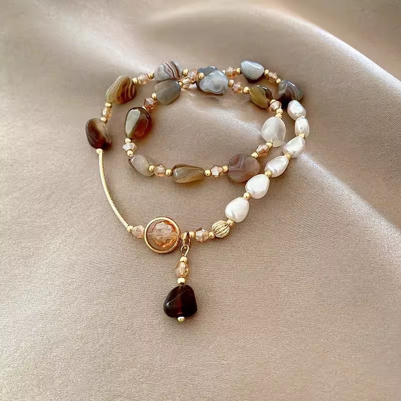 Premium Natural Stone Bracelet Vintage Luxury Unique Pearl Earrings