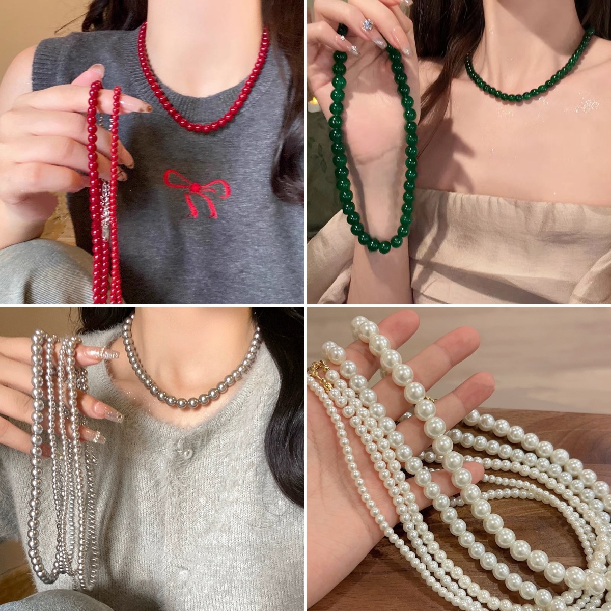 Premium Necklace Minimalist Pearl Earrings