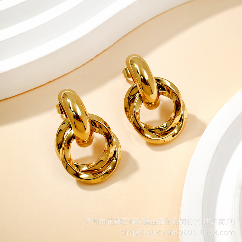 Stainless Steel 18K Gold Plated Minimalist Earrings thumbnail 3