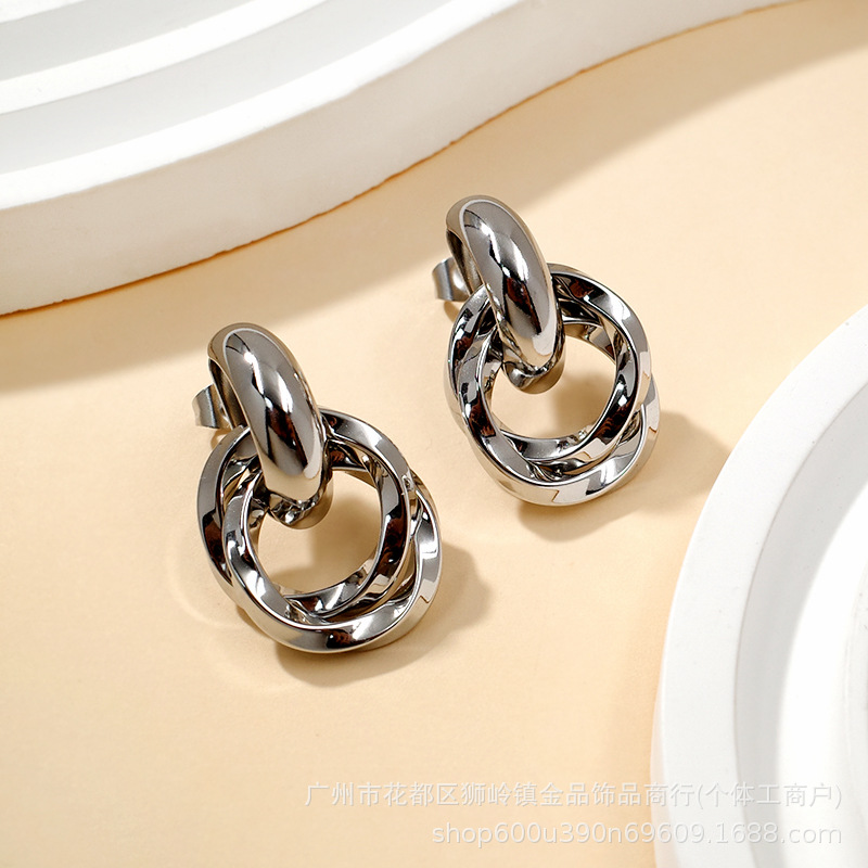 Stainless Steel 18K Gold Plated Minimalist Earrings thumbnail 4