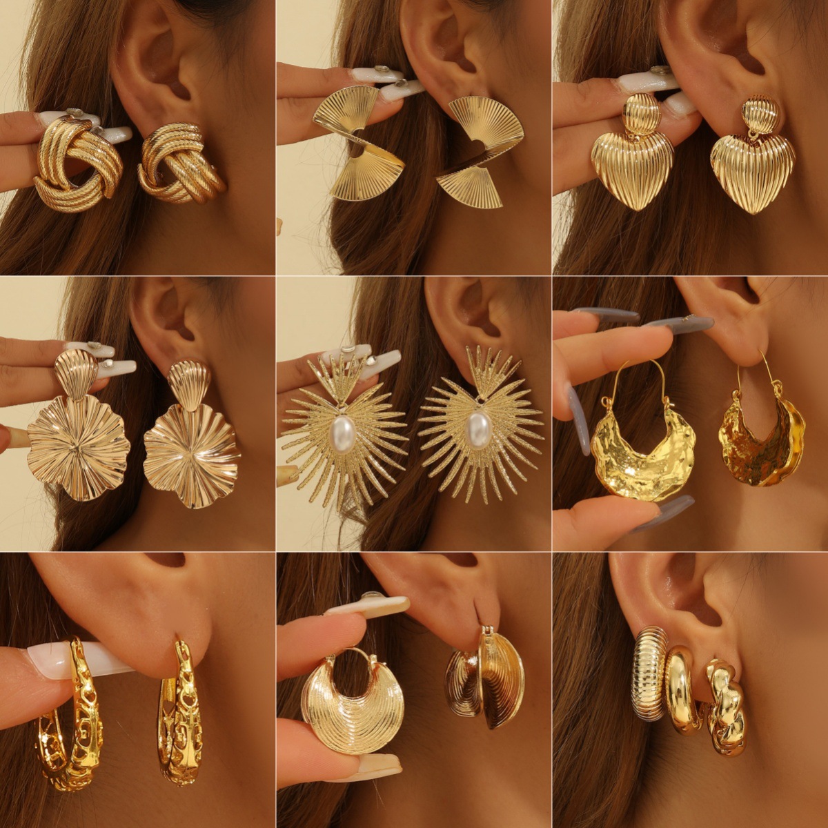 Geometric Vintage European & American Style Exaggerated Pearl Earrings