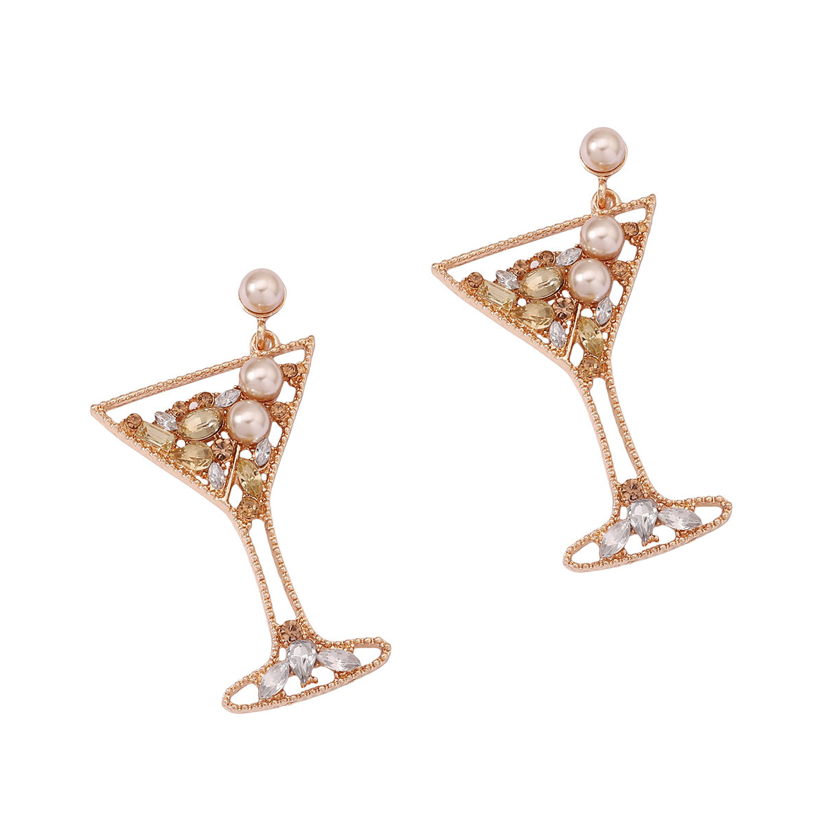 Alloy Hollow European & American Style Pearl Earrings