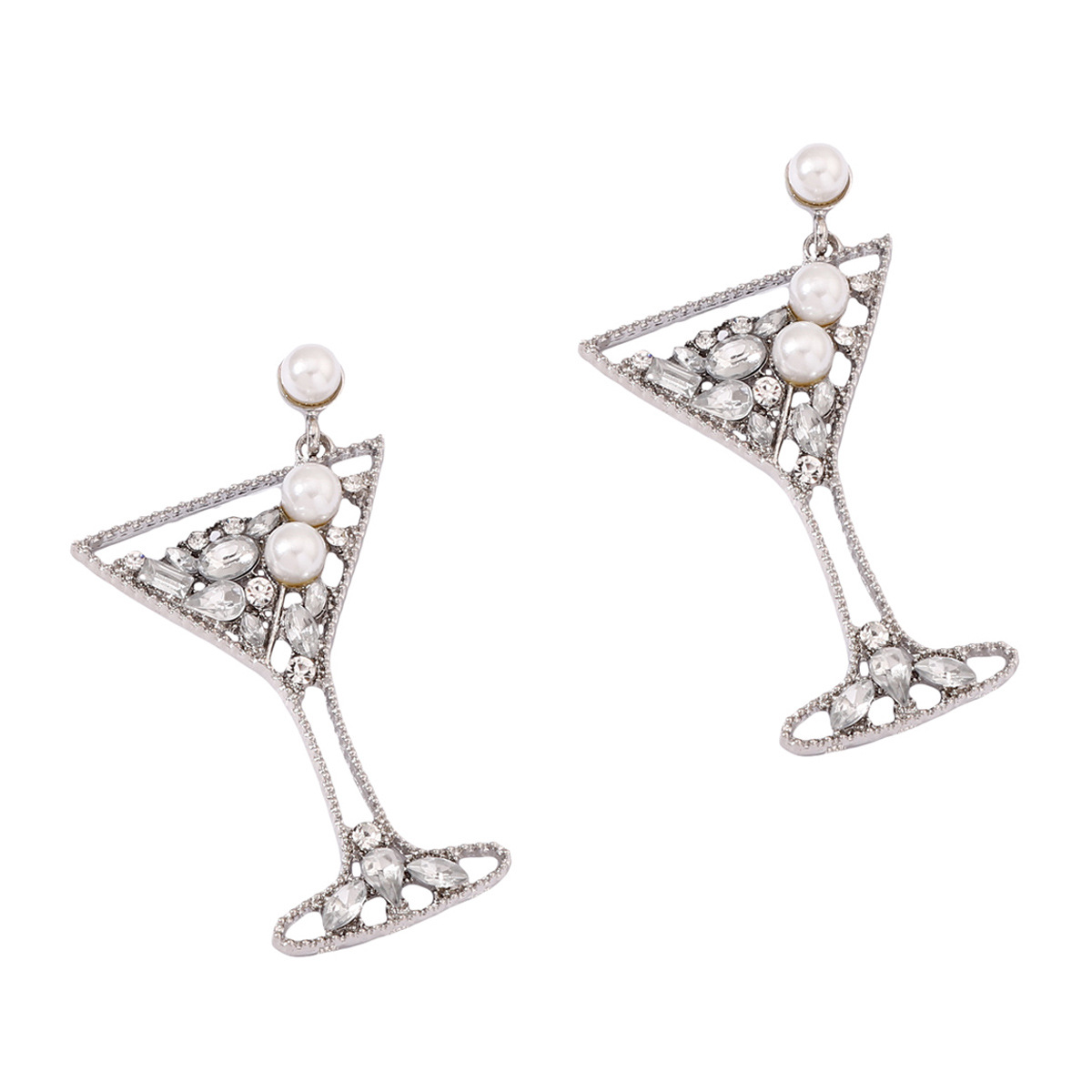 Alloy Hollow European & American Style Pearl Earrings - view 2