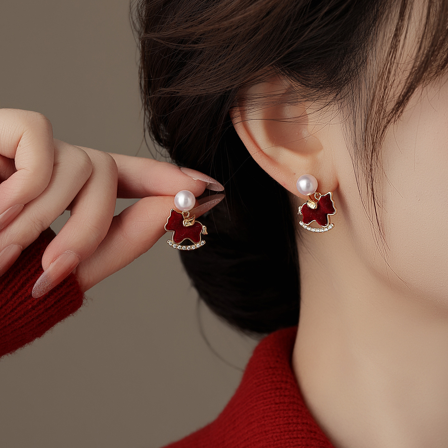 Studs Vintage Luxury Zircon Red Earrings