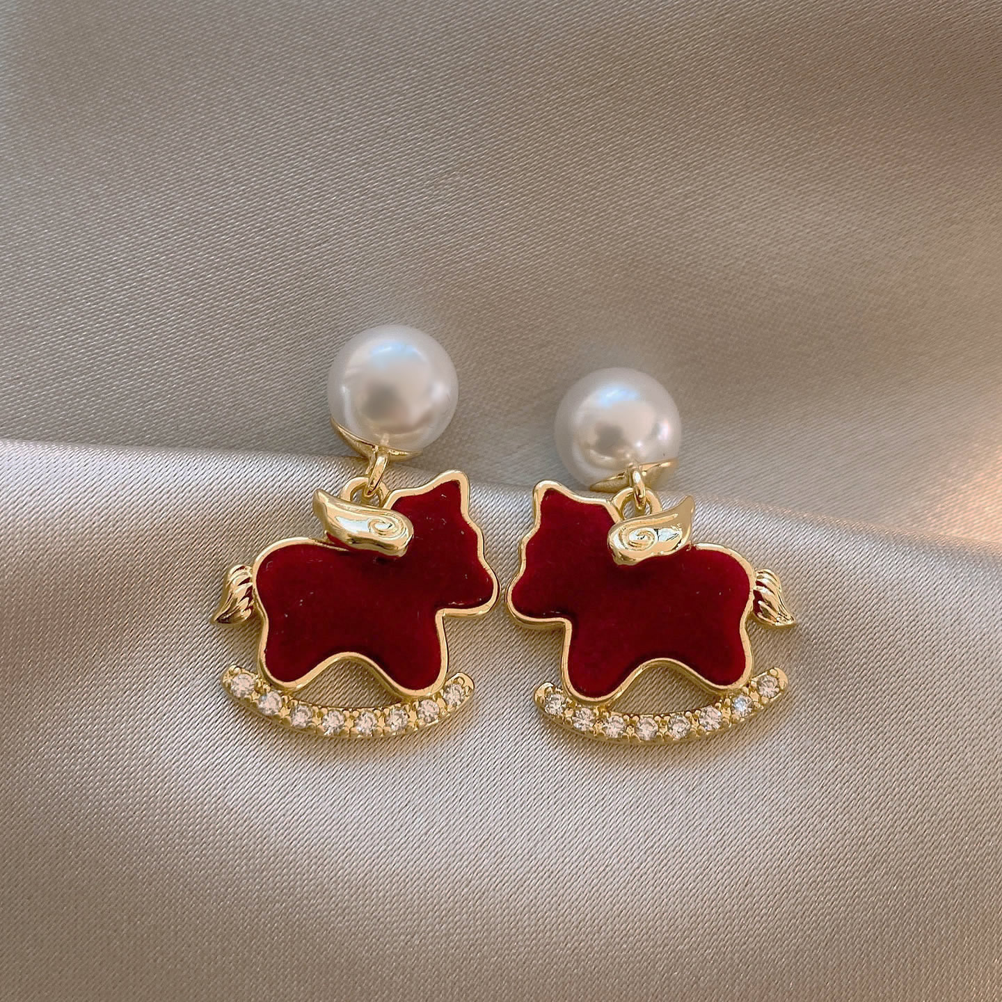 Studs Vintage Luxury Zircon Red Earrings thumbnail 5
