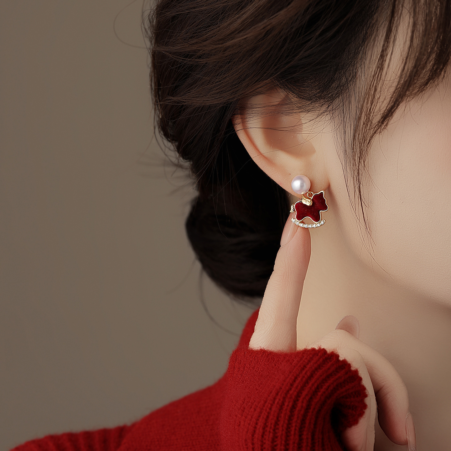 Studs Vintage Luxury Zircon Red Earrings thumbnail 9