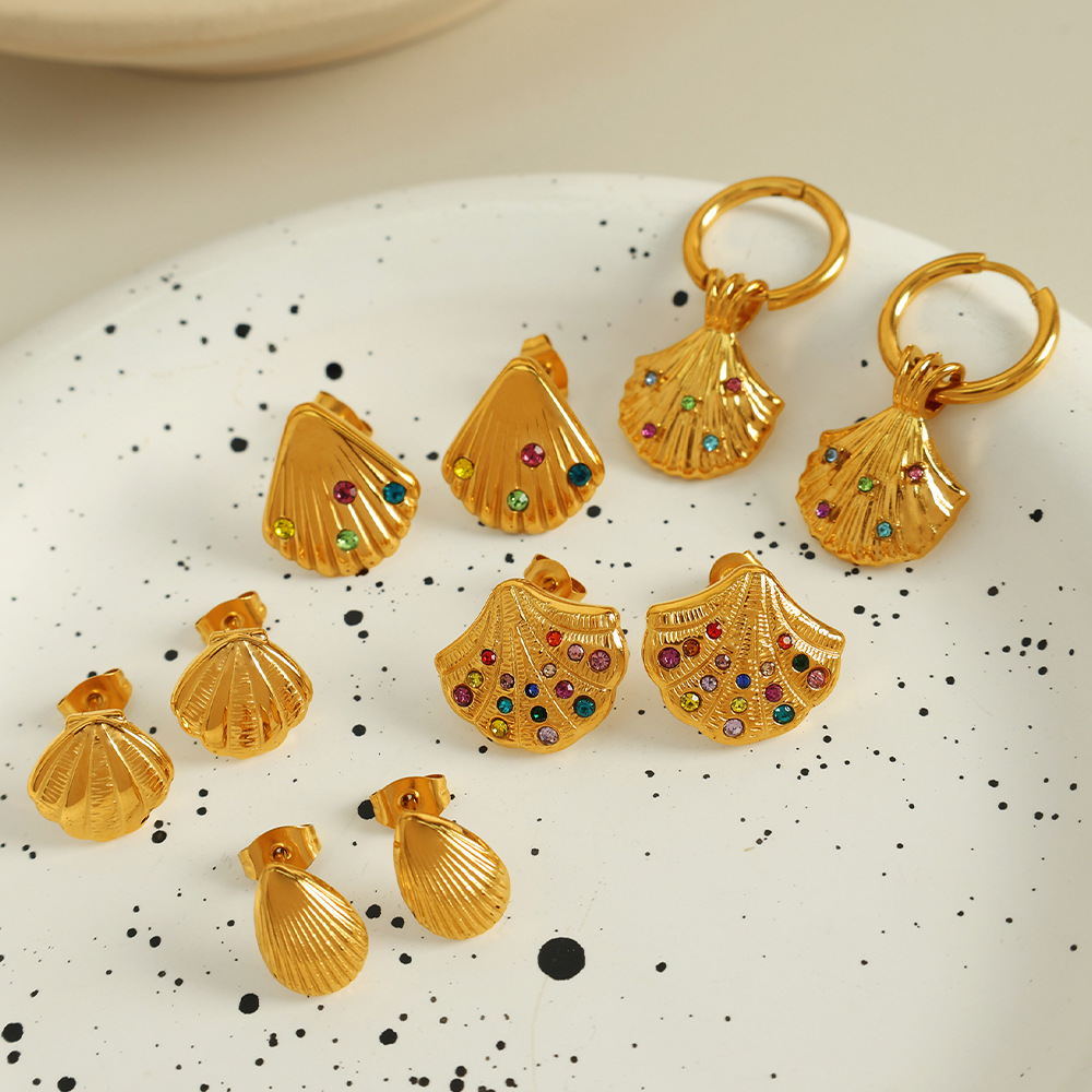 18K Gold Plated Titanium Steel Studs Unique Earrings