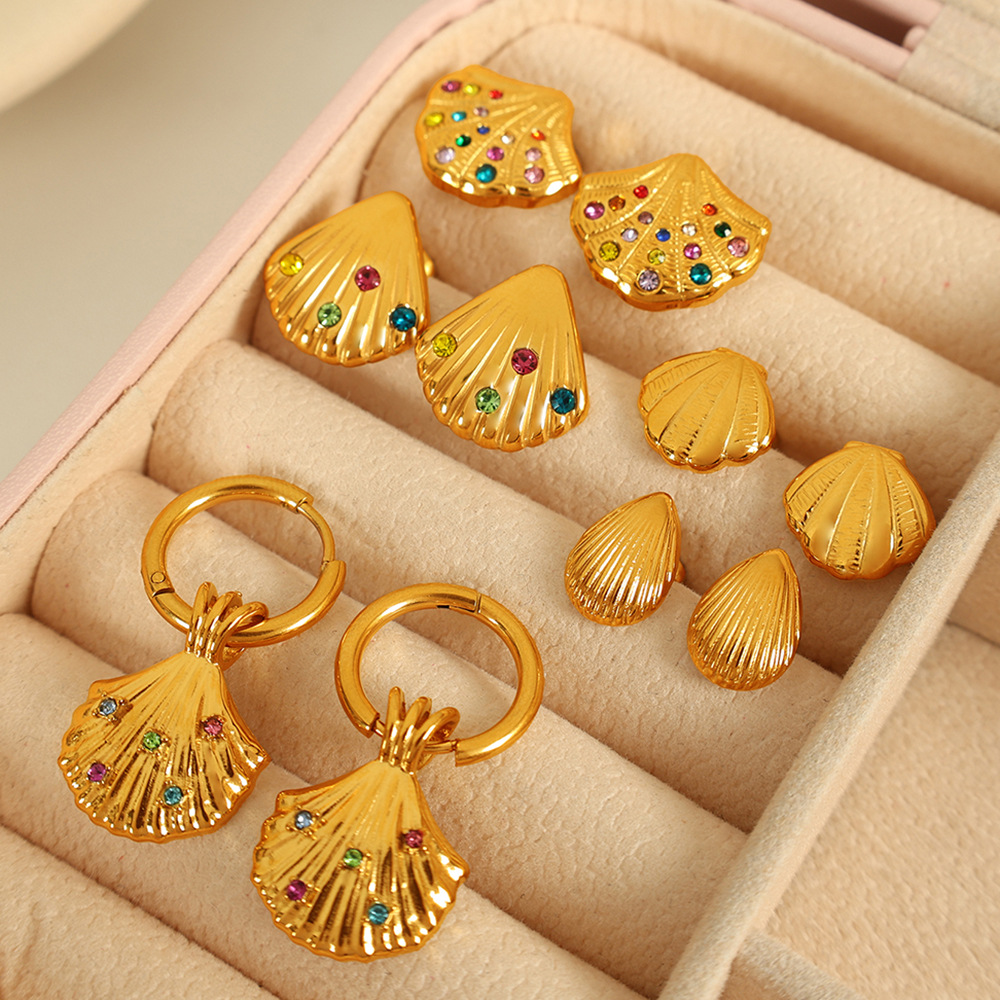 18K Gold Plated Titanium Steel Studs Unique Earrings - view 2