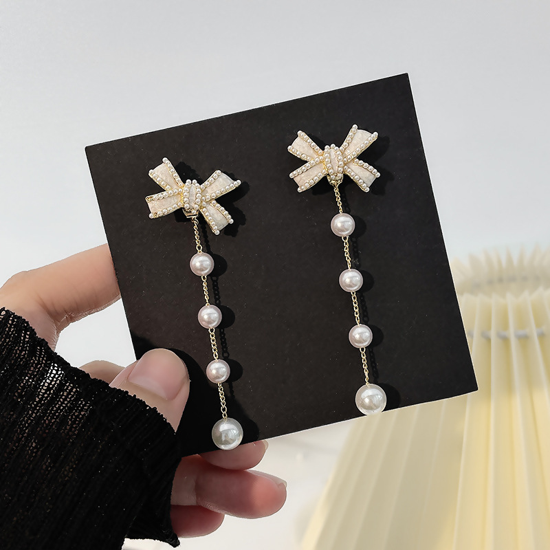 925 Silver Unique Pearl Tassel Butterfly Earrings thumbnail 3