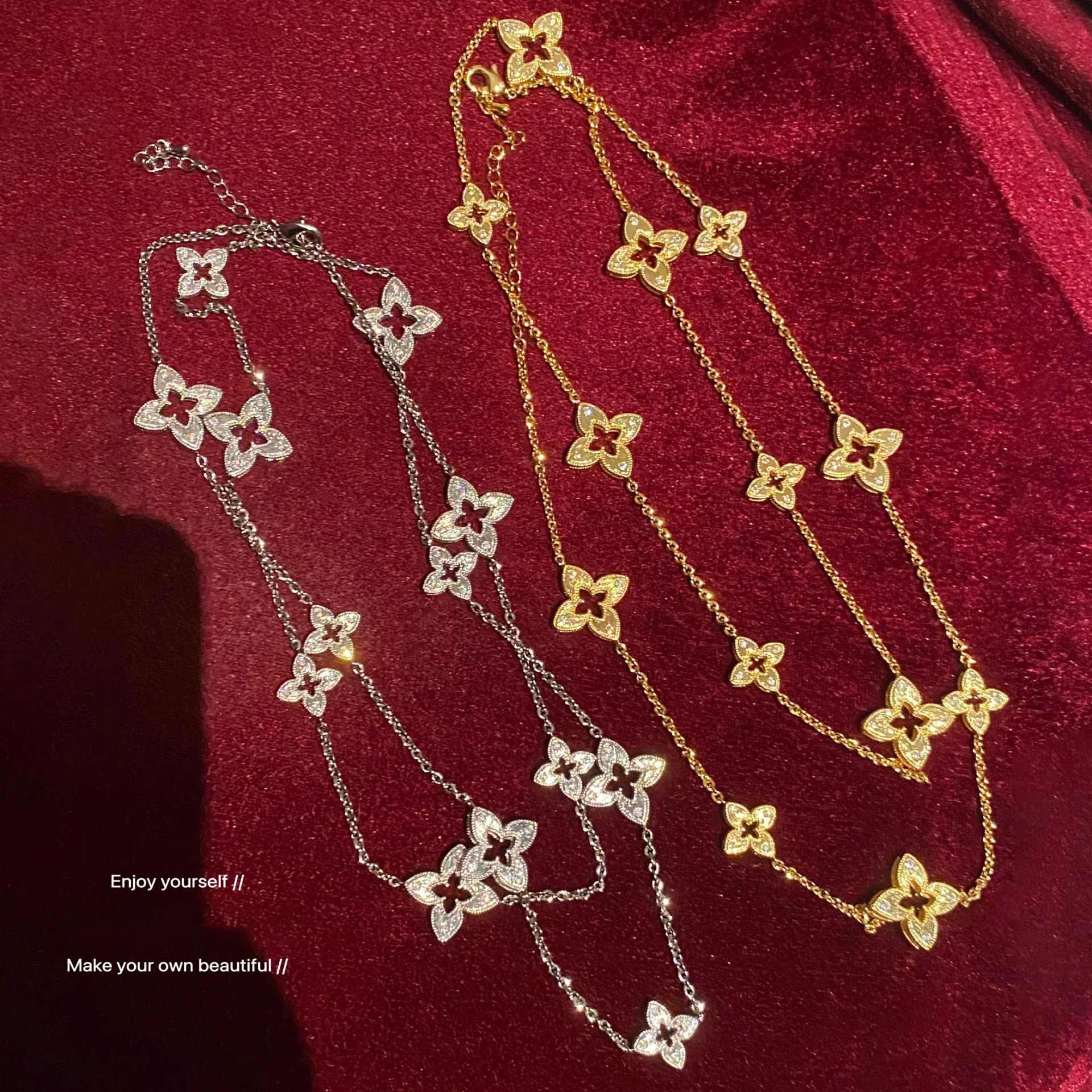 18K Gold Plated Premium Hollow Luxury Zircon Flower Necklace - view 2