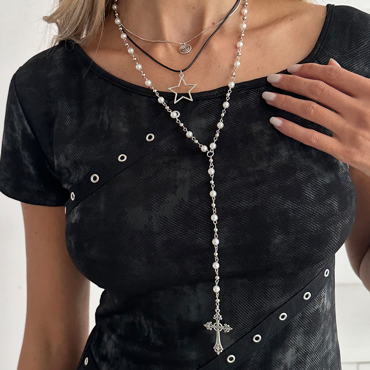 Cross Minimalist Crystal Star Necklace