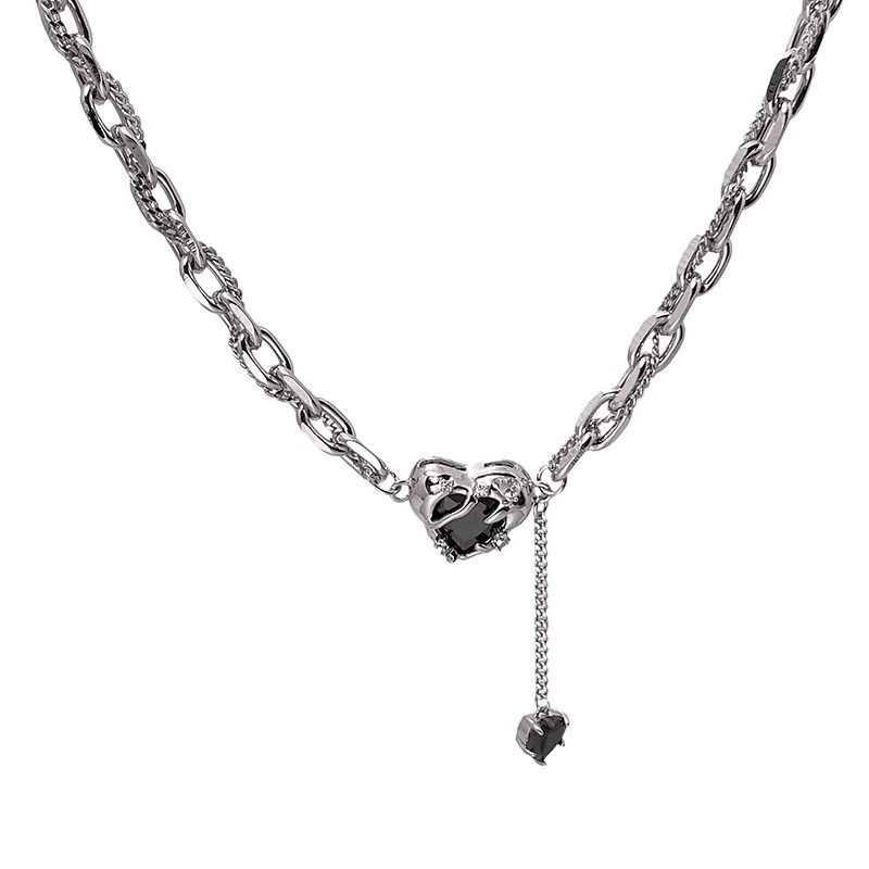 Titanium Steel Unique Zircon Heart Necklace thumbnail 5