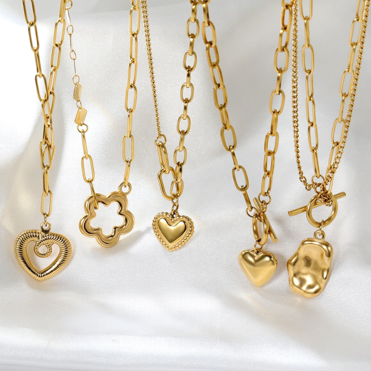 Stainless Steel 18K Gold Plated Heart Necklace - view 2