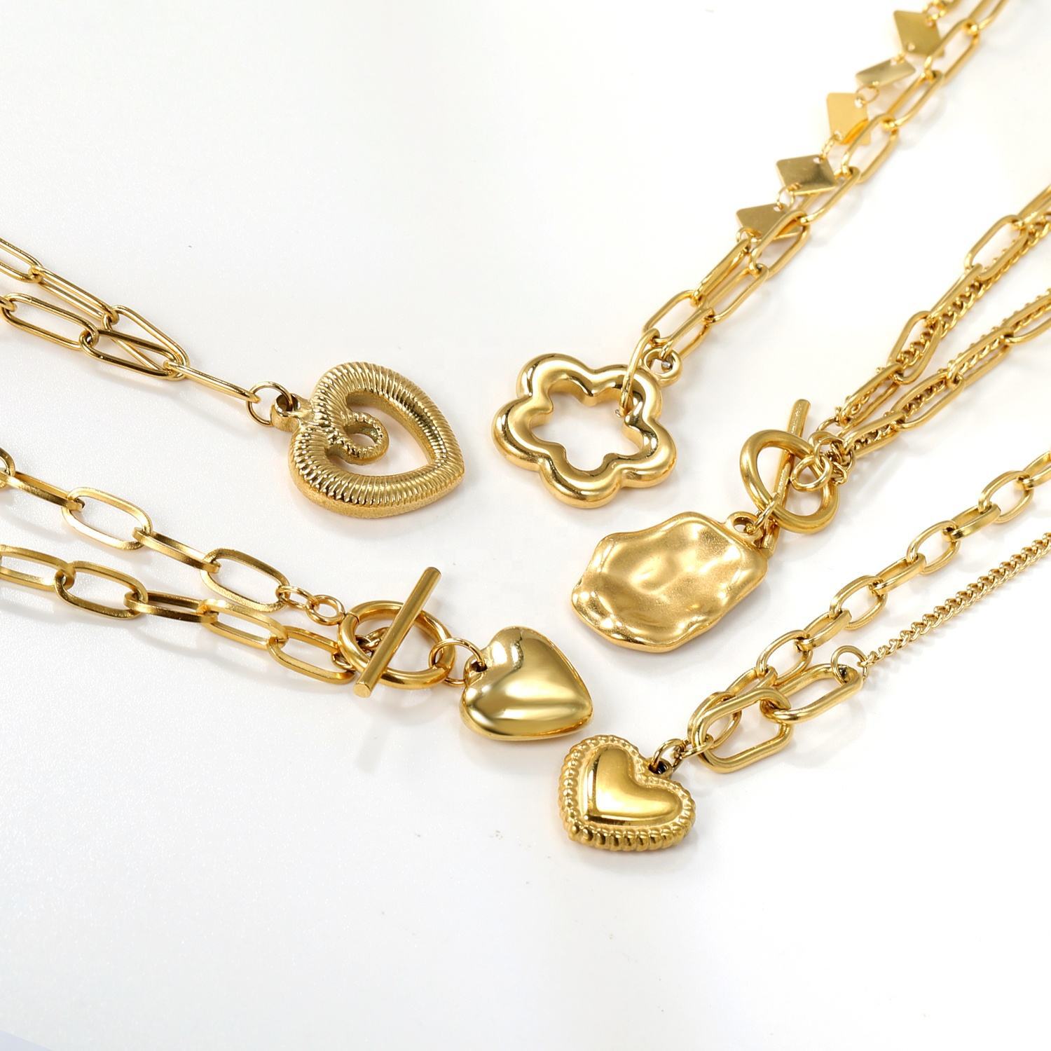 Stainless Steel 18K Gold Plated Heart Necklace thumbnail 3