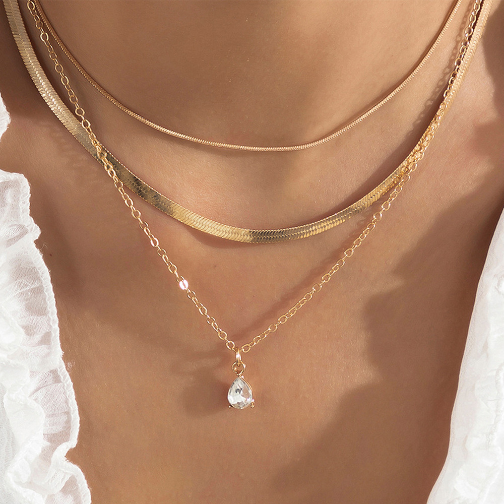 Minimalist Unique European & American Style Crystal Water Drop Necklace