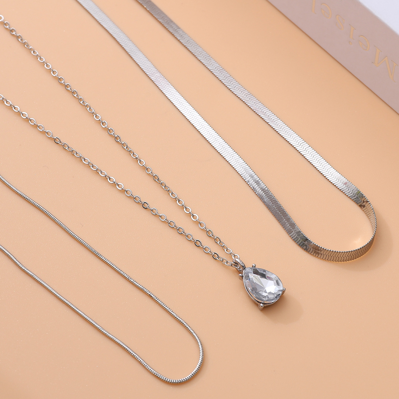 Minimalist Unique European & American Style Crystal Water Drop Necklace thumbnail 4