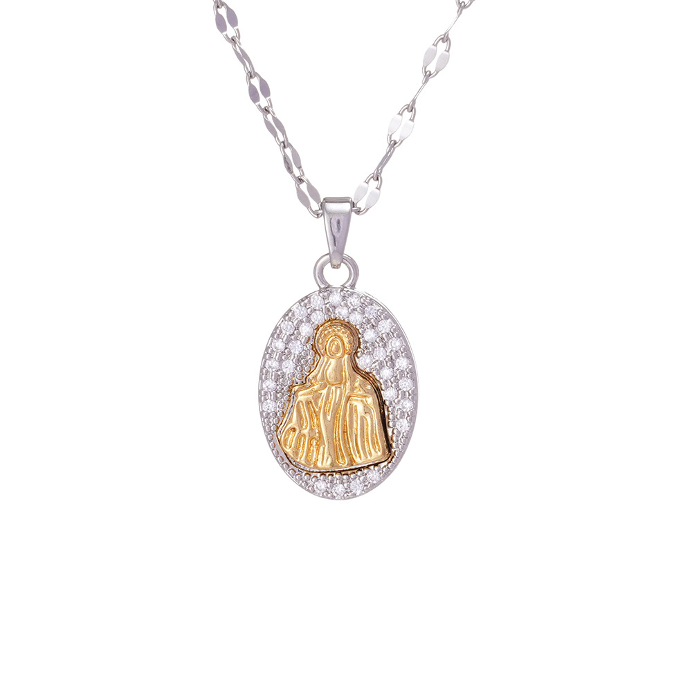 Stainless Steel Minimalist European & American Style Zircon Necklace thumbnail 5