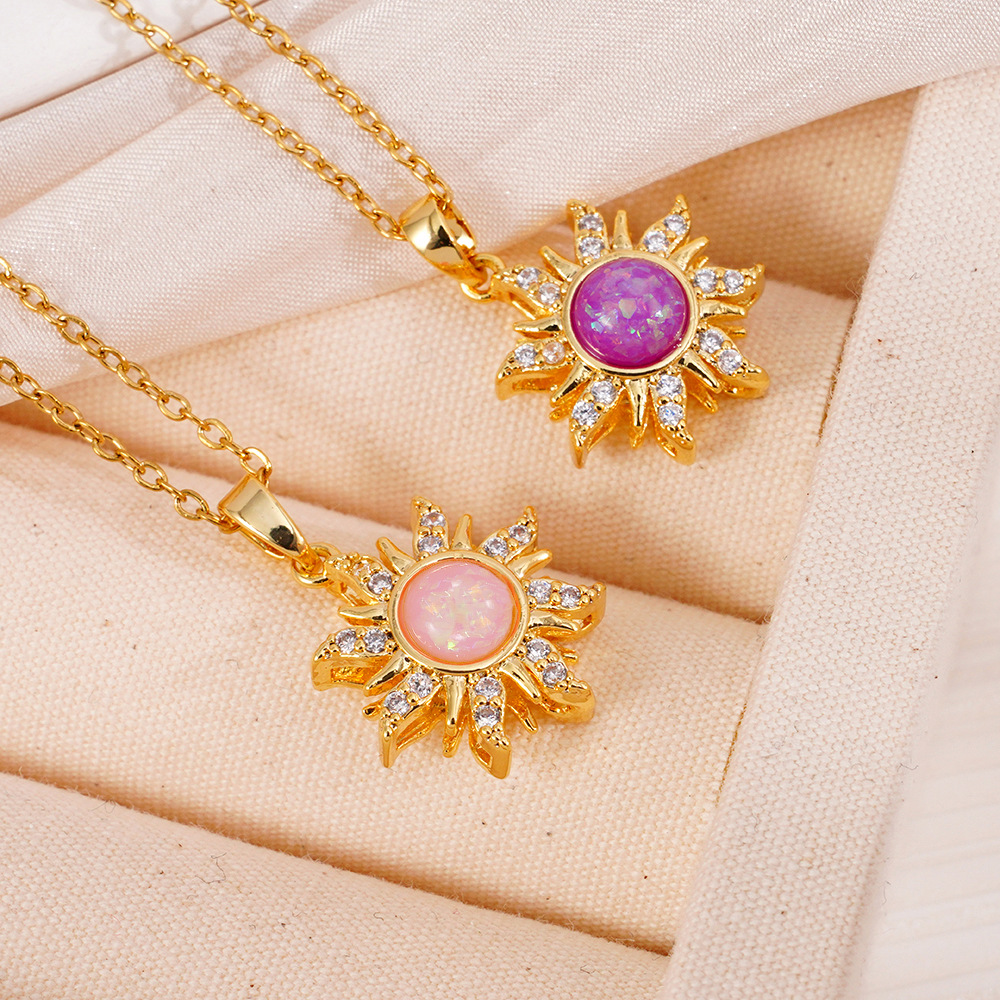 Copper Gold Plated Titanium Steel Zircon Necklace - view 2