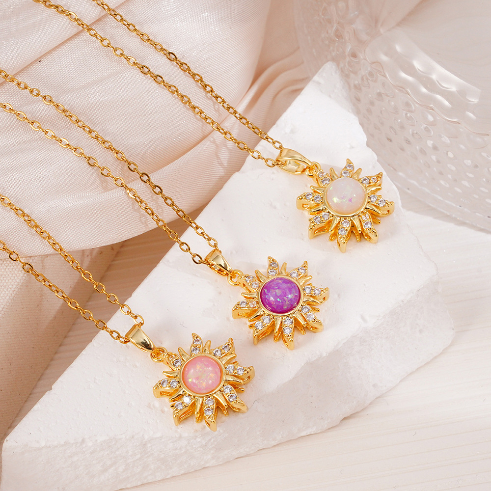 Copper Gold Plated Titanium Steel Zircon Necklace thumbnail 3