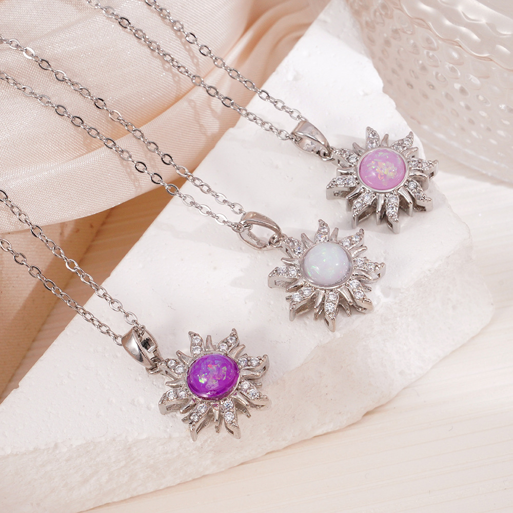 Copper Gold Plated Titanium Steel Zircon Necklace thumbnail 4