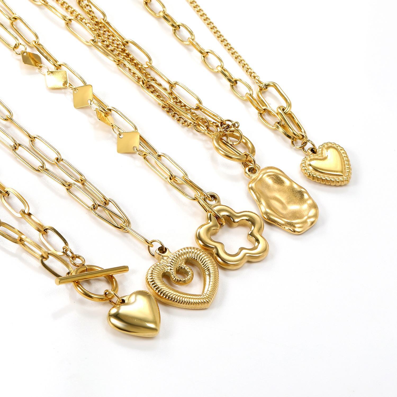 Stainless Steel 18K Gold Plated Heart Necklace thumbnail 4