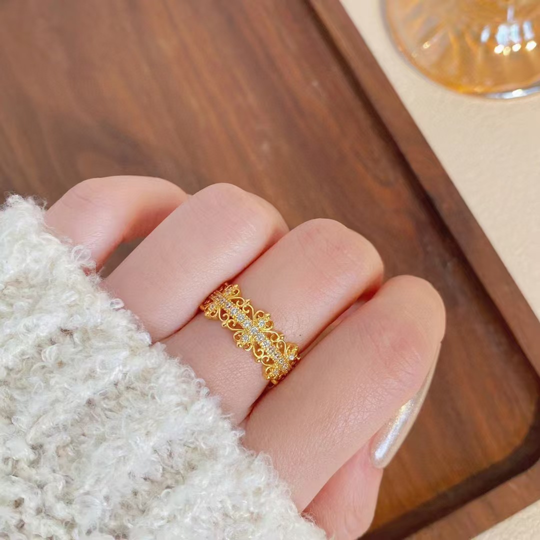 925 Silver Sterling Hollow Vintage Luxury French Style Ring - view 2