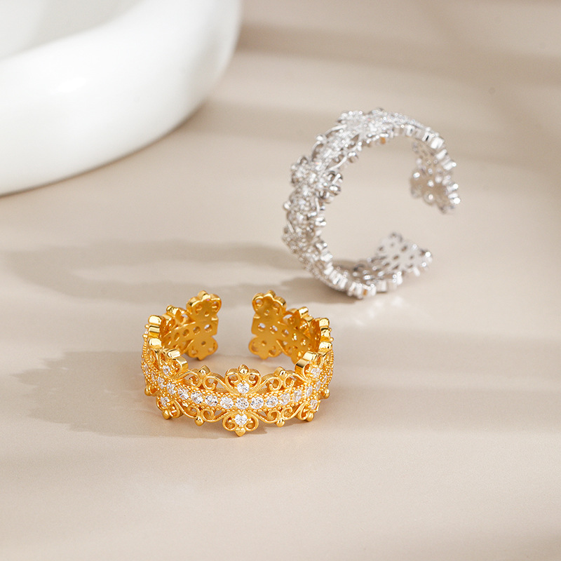 925 Silver Sterling Hollow Vintage Luxury French Style Ring thumbnail 3