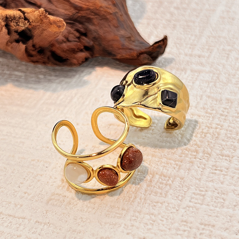 Stainless Steel Titanium French Style Ring - view 2