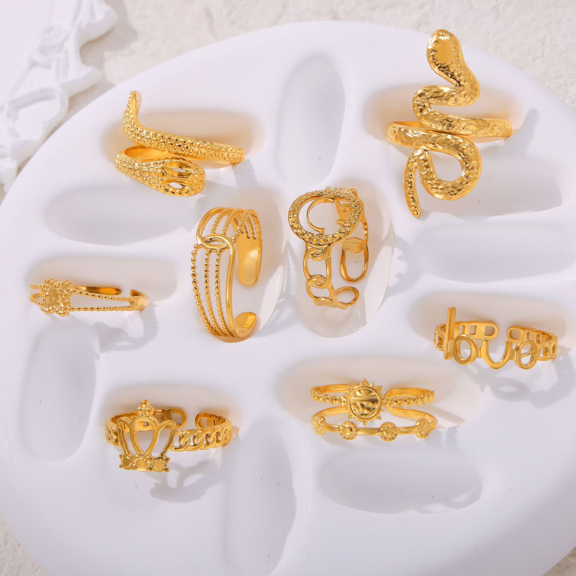 Titanium Steel Geometric Minimalist Unique Ring thumbnail 3