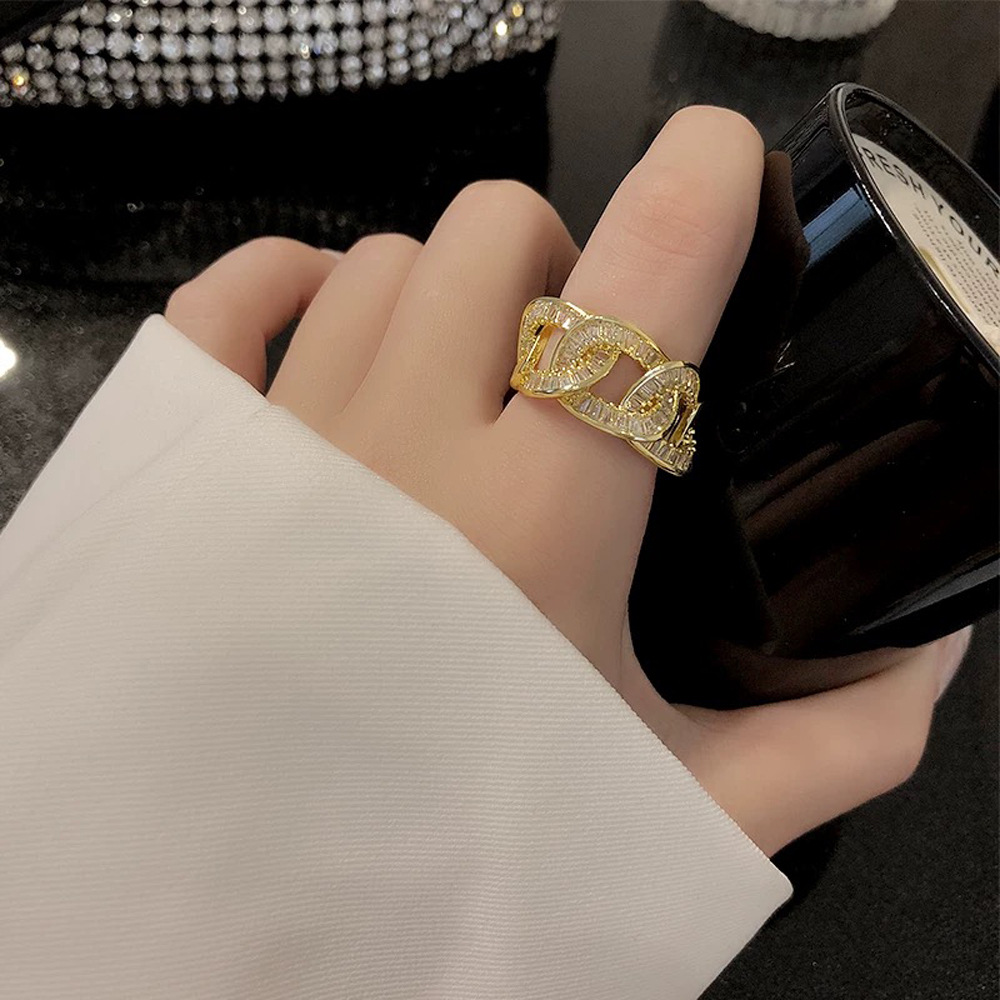 Premium Hollow Open Vintage Luxury Unique Zircon Ring thumbnail 3