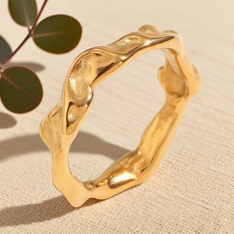 Stainless Steel Irregular Minimalist Luxury Ring thumbnail 3