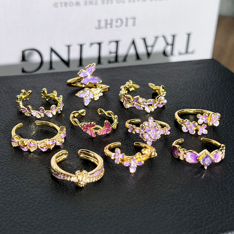 Premium Open Vintage Unique French Style Flower Butterfly Ring thumbnail 4