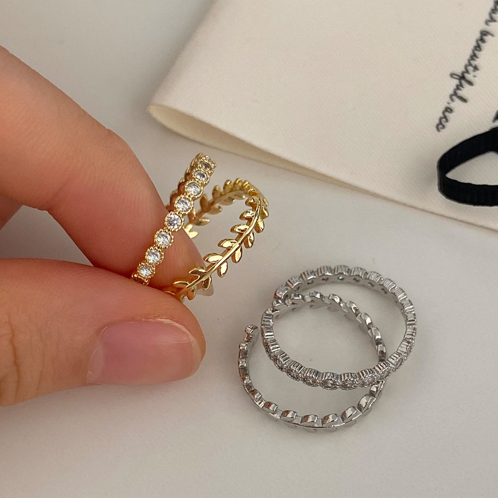 2-Piece Set Open Minimalist Zircon Ring - view 2