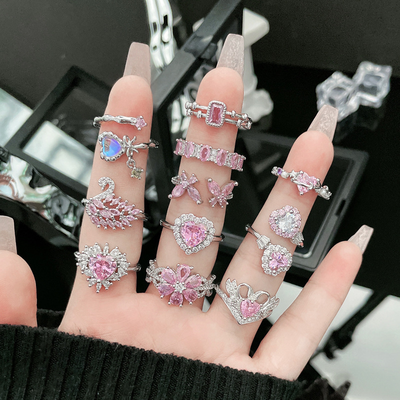 Premium Open Luxury Flower Heart Butterfly Ring