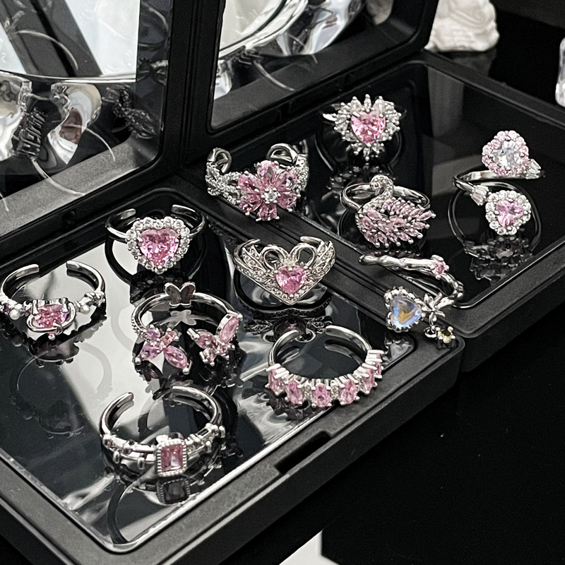 Premium Open Luxury Flower Heart Butterfly Ring thumbnail 4