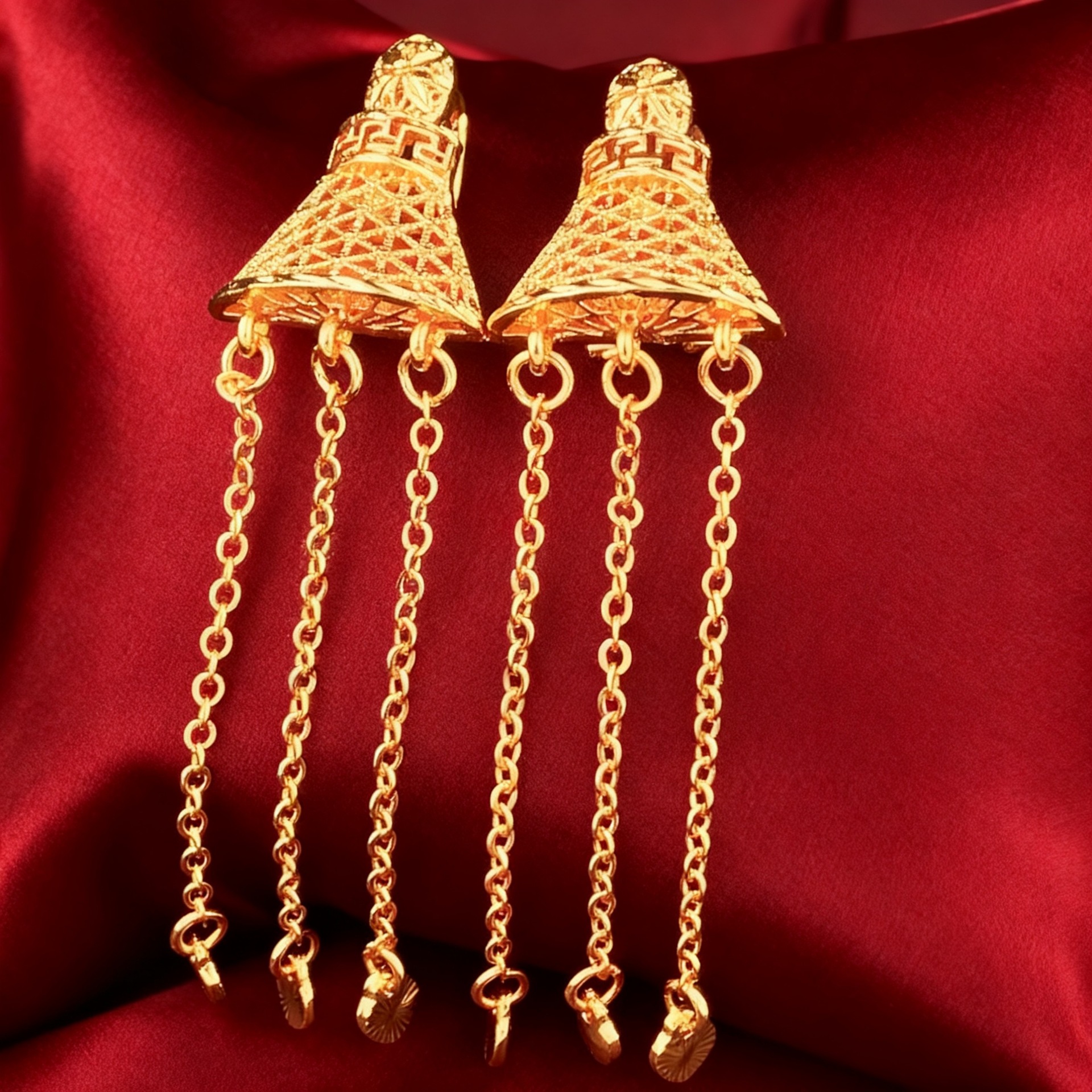 24K Gold Plated 4-Piece Set Necklace Earrings Bracelet Jewelry Ring thumbnail 3