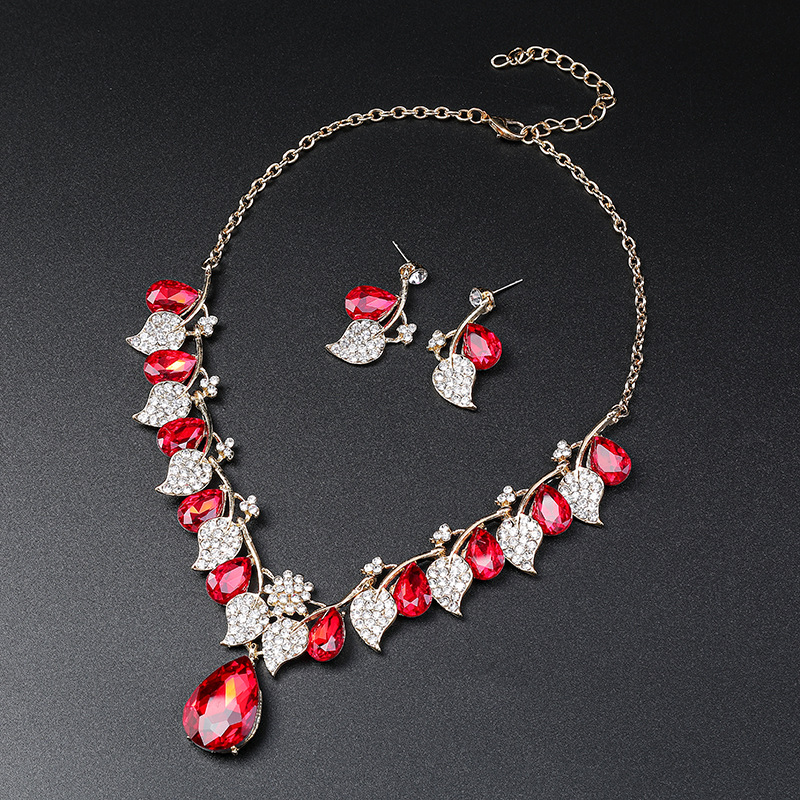 Necklace Vintage Water Drop Leaf Jewelry Set - view 2