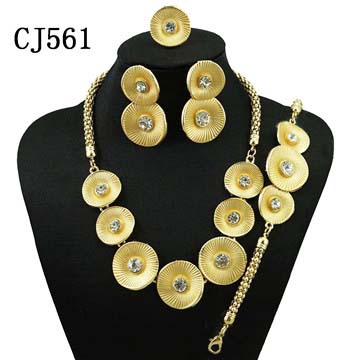24K Gold Plated Ring Necklace Earrings Bracelet Tassel Jewelry Set thumbnail 4