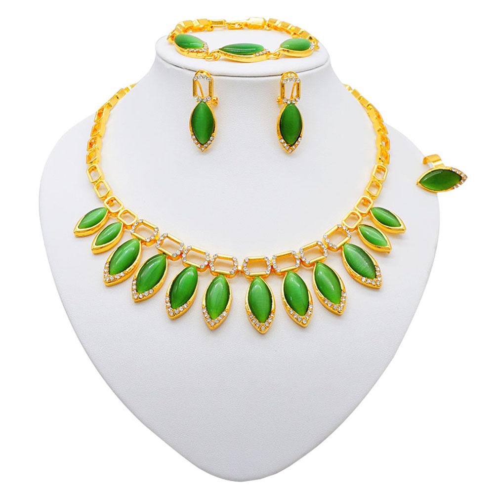 Alloy Necklace Cat Eye Jewelry Set thumbnail 3