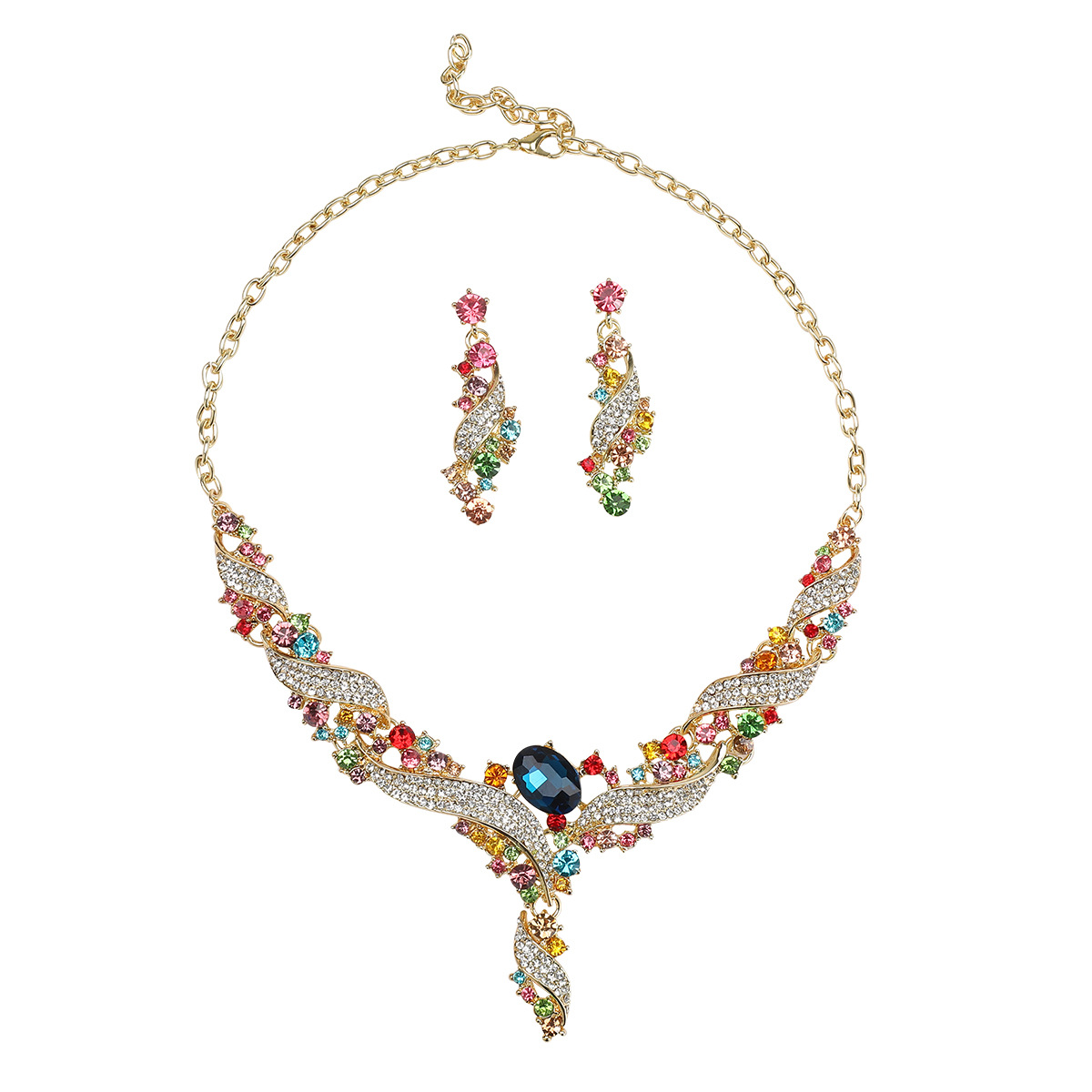 Necklace Earrings Vintage Exaggerated Formal Dress Jewelry Set thumbnail 5