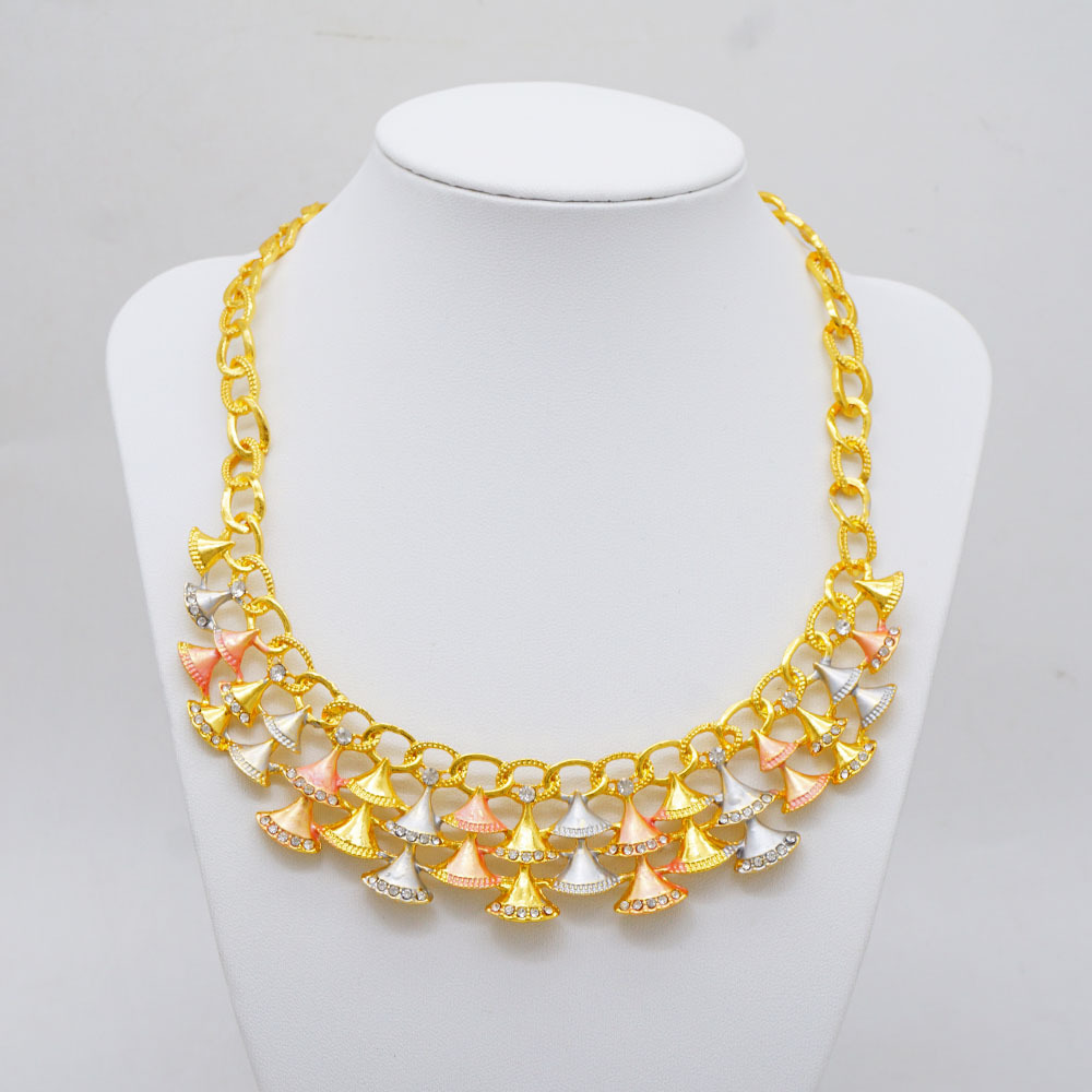 4-Piece Gold Plated Ring Necklace Earrings Bracelet Crystal Dubai Jewelry Set - view 2