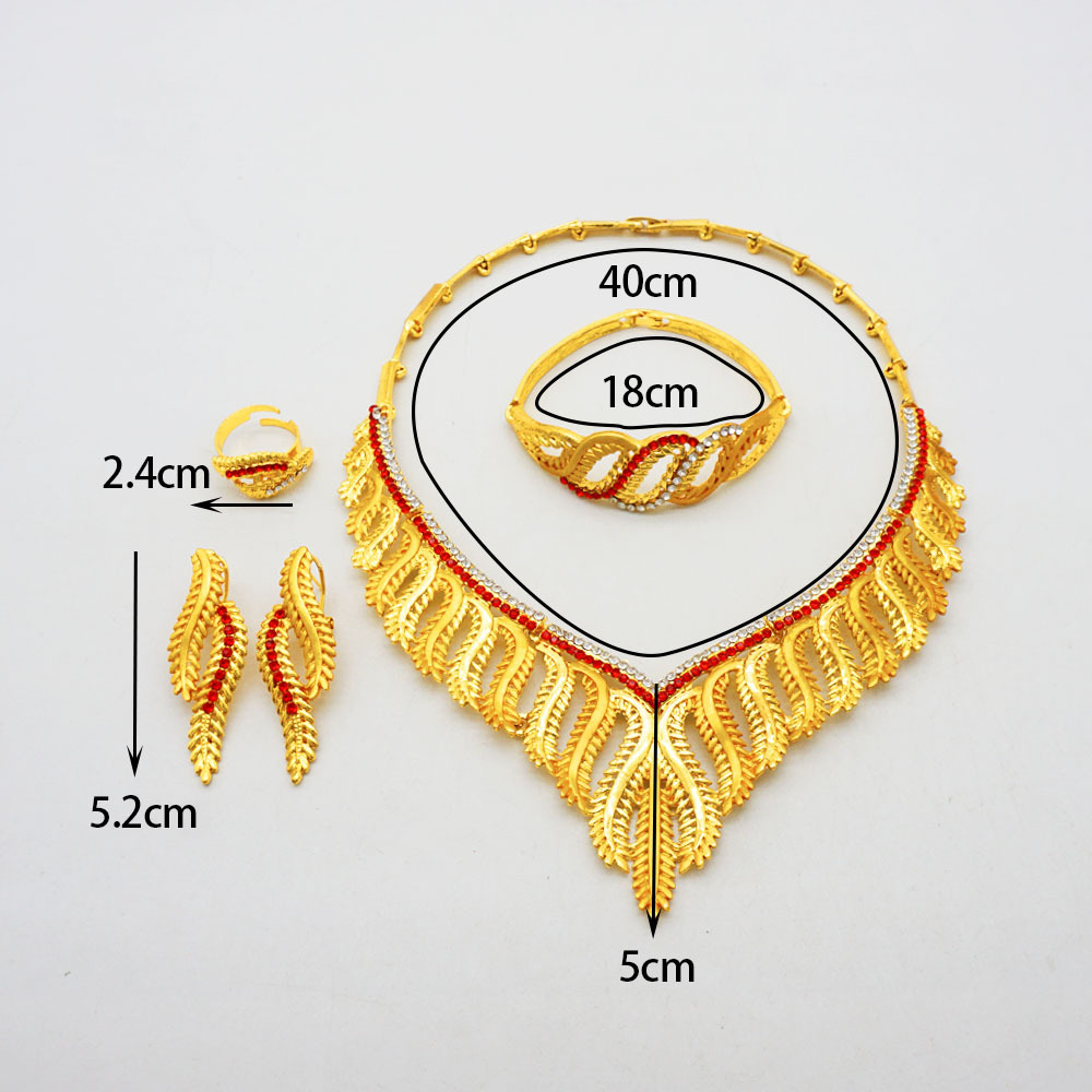 Ring Necklace Earrings Bracelet Bridal African Jewelry Set - view 2