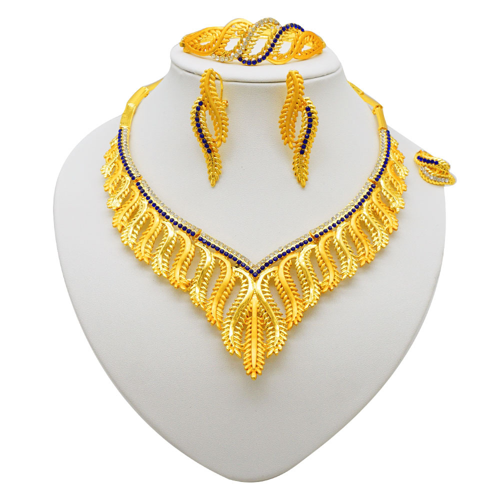 Ring Necklace Earrings Bracelet Bridal African Jewelry Set thumbnail 4