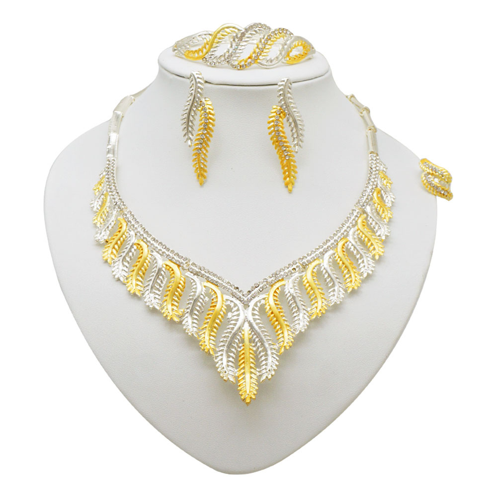 Ring Necklace Earrings Bracelet Bridal African Jewelry Set thumbnail 5