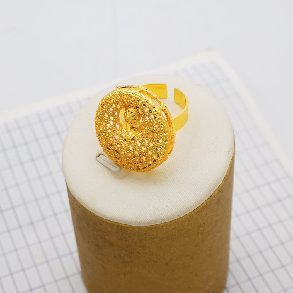 24K Gold Plated Ring Necklace Earrings Bracelet European & American Jewelry Set thumbnail 4